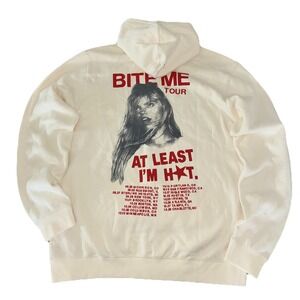 Renee Rapp Hoodie XXL Cream Date Back Bite Me Tour Merch NEW *spots